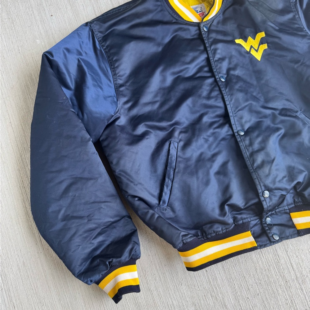 Vintage Starter West Virginia Jacket College Navy Mens‎ XL 80s Nylon SEE PICTURE - Picture 3 of 16